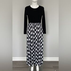 NWT Black and White Buffalo Plaid Maxi dress Sz M (8-10)